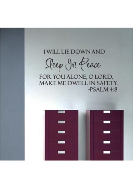 Huzur Içinde Uyu Mezmur 4:8 Incil Ayet Yazı Duvar Çıkartması Dekor Alıntı Ilham (Yurt Dışından) indirimleri