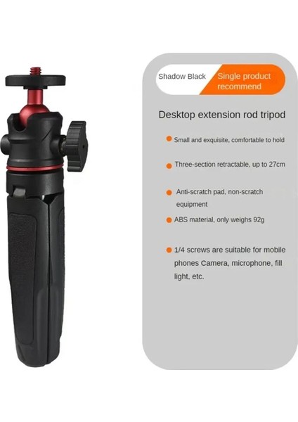Mini Masaüstü Tripod El Tipi Fotoğrafçılık Braketi Esnek Bilyalı Başlı 1/4 Inç Vida Montajı Gopro Pocket 3 Siyah (Yurt Dışından) fiyatları