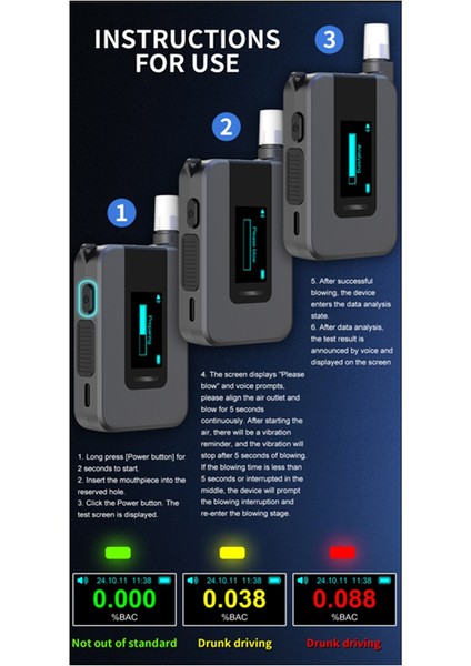 Yeni D1000 Taşınabilir Elektrokimyasal Alkol Test Cihazı Sesli Rapor Üfleme Sarhoş Sürüş Alkol Test Cihazı Alkol Ölçer (Yurt Dışından) modelleri