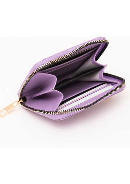 Lila SHK63 Kartlıklı Bozuk Para ve Kağıt Para Bölmeli Fermuarlı Şık Suni Deri Cüzdan modelleri