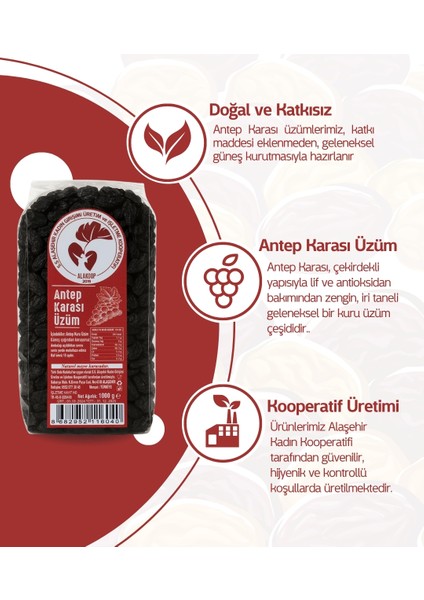 Antep Karası (Çekirdekli) Siyah Kuru Üzüm 1 kg fırsatları