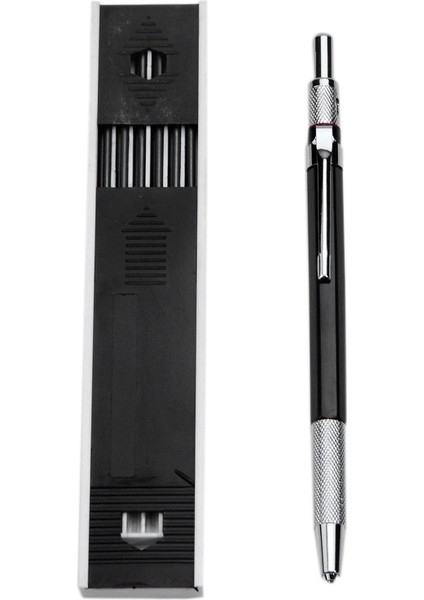 2.0mm Mekanik Kalem, 12 Parça Yedekli, Taslak Çizim, Marangozluk, Sanat, Eskiz Için Kurşun Kalem - Siyah (Yurt Dışından)