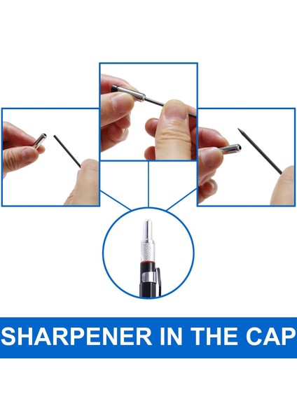 2.0mm Mekanik Kalem, 12 Parça Yedekli, Taslak Çizim, Marangozluk, Sanat, Eskiz Için Kurşun Kalem - Siyah (Yurt Dışından) modelleri