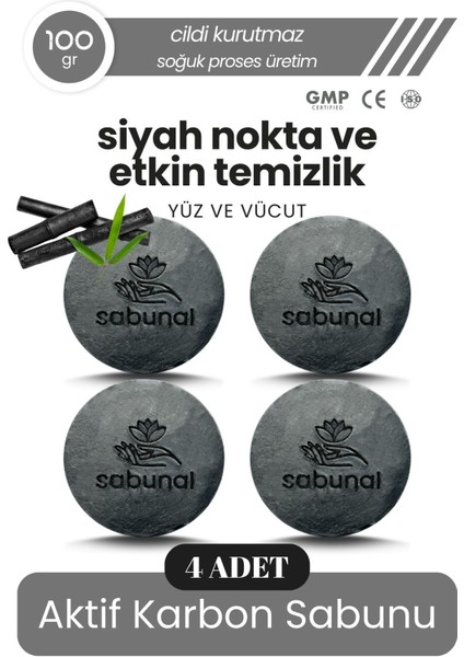 Bambu Kömür Sabunu 4 Adet - Siyah Nokta ve Cilt Temizleyici Doğal Sabun