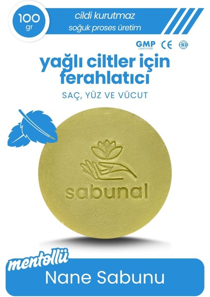 Mentollü Nane Sabunu - Ferahlatıcı Yağlı Cilt ve Saç Temizleme Sabunu 100 gr