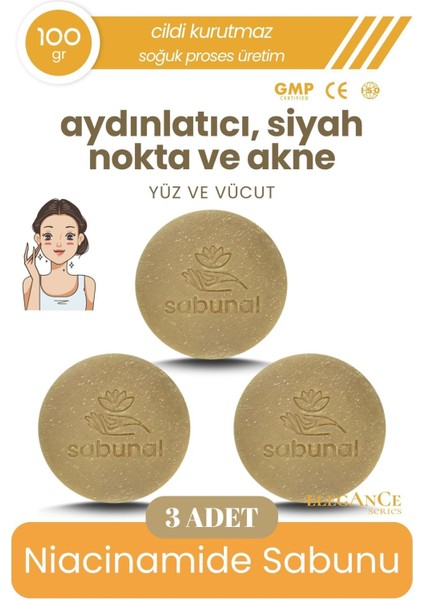 Niacinamide Sabunu 3 Adet - Aydınlatıcı, Siyah Nokta ve Akne Sabunu