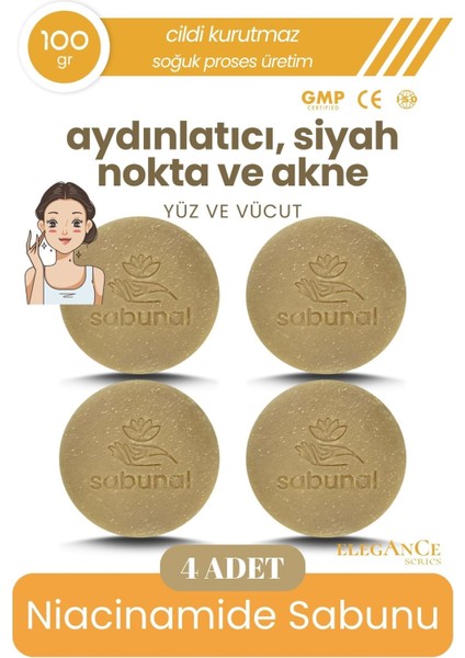 Niacinamide Sabunu 4 Adet - Aydınlatıcı, Siyah Nokta ve Akne Sabunu
