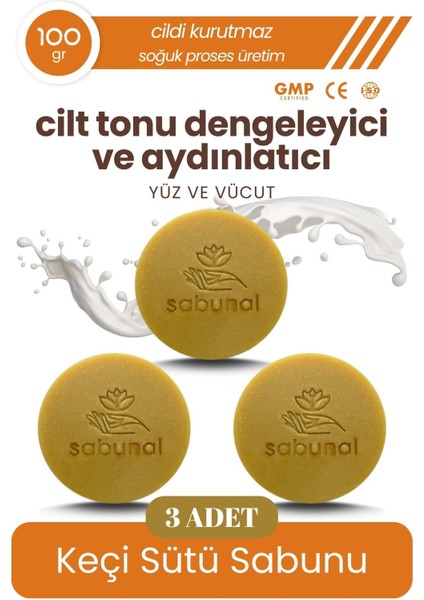 Keçi Sütü Sabunu 3 Adet - Cilt Tonu Dengeleyici ve Aydınlatıcı Sabun