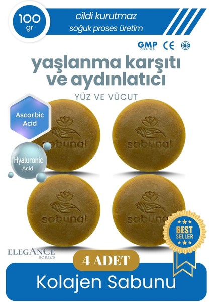 Kolajen Sabunu 4 Adet - Hyaluronik Asit ve Kojik Asit İçerikli Anti-Aging Sabun