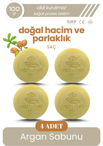 Argan Yağı Sabunu 4 Adet - Parlak ve Hacimli Saçlar İçin Doğal Sabun