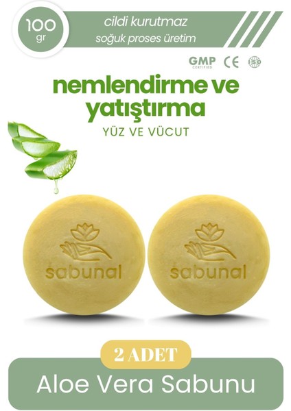 Aloe Vera Sabunu 2 Adet - Nemlendirici ve Yatıştırıcı Bitkisel Sabun
