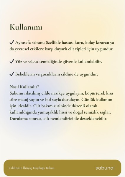 Aynısefa Sabunu - Hassas Ciltler İçin Bitkisel Sabun 100 gr modelleri
