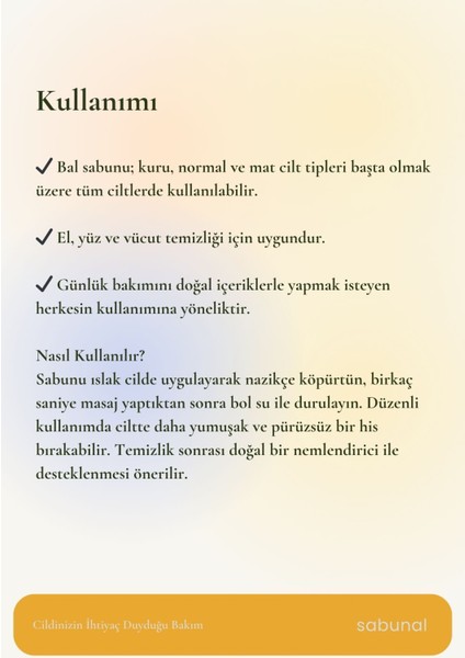 Bal Sabunu - Bitkisel Cilt Bakım Sabunu 100 gr modelleri