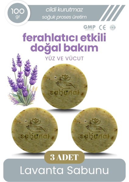Lavanta Sabunu 3 Adet - Ferahlatıcı Etkili Doğal Bakım Sabunu
