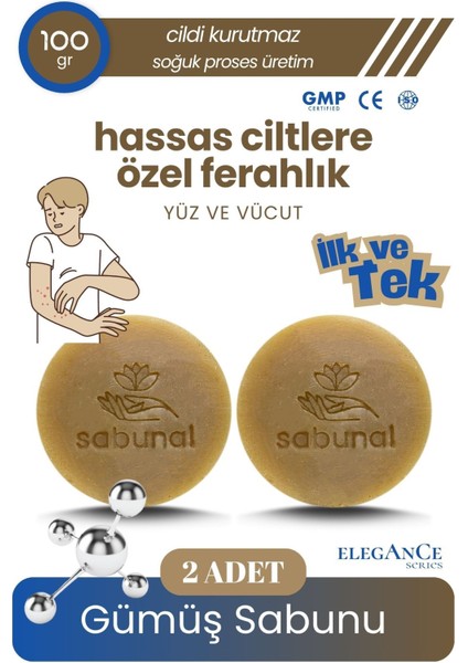 Gümüş Sabunu 2 Adet - Hassas Ciltlere Özel Ferahlatıcı & Nemlendirici Sabun