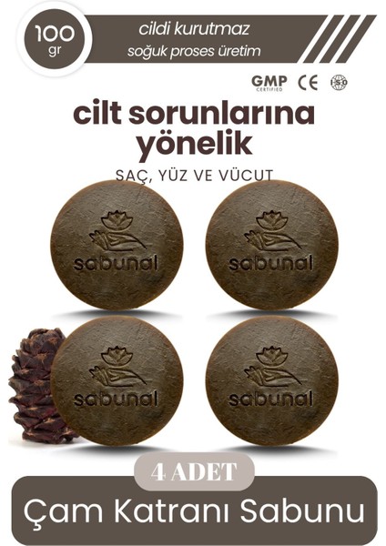 Çam Katranı Sabunu 4 Adet - Hassas Ciltler İçin Doğal Bakım Sabunu