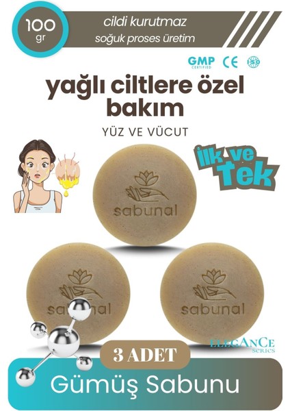 Gümüş Sabunu Yağlı Ciltler İçin 3 Adet - Cilt Bakım Sabunu