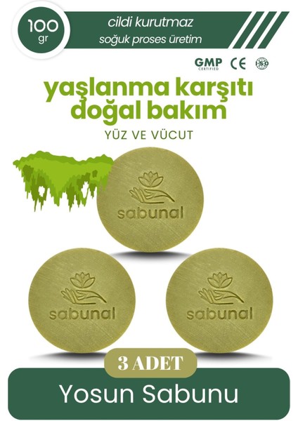Yosun Sabunu 3 Adet - Cilt Bakımına Uygun Arındırıcı Doğal Sabun