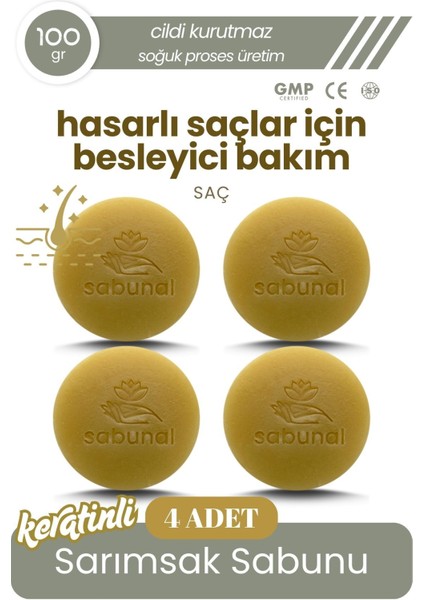 Sarımsaklı Keratin Sabunu 4 Adet - Saç Bakım Sabunu