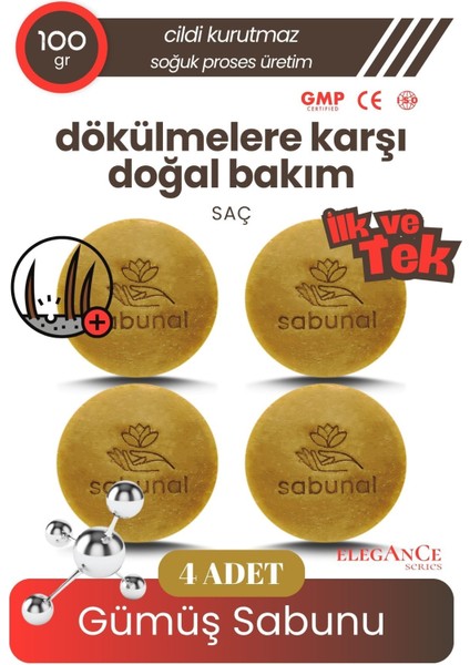 Gümüş Sabunu 4 Adet - Saçlar İçin, Hacim, Güç ve Dökülmelere Karşı