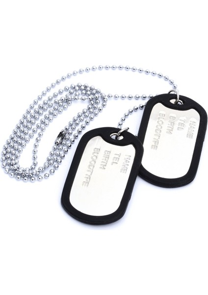 Kolye Zinciri Kolye Ucu 2 Plaka Kimlik Köpek Etiketi Alaşım Moda Erkek (Yurt Dışından)