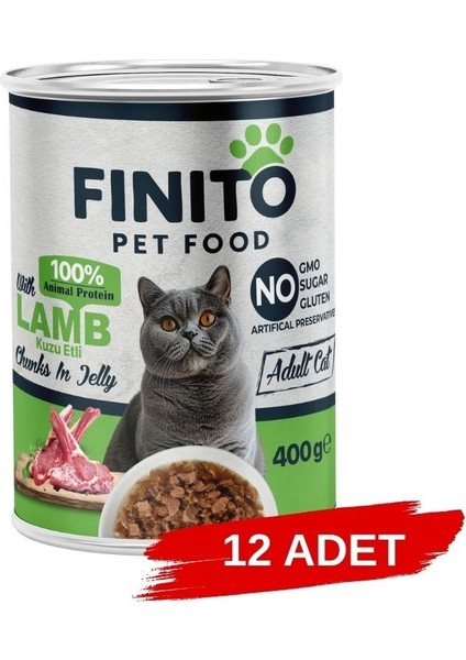 Parça Etli Kuzulu Kedi Konservesi 400 G x 12 Adet