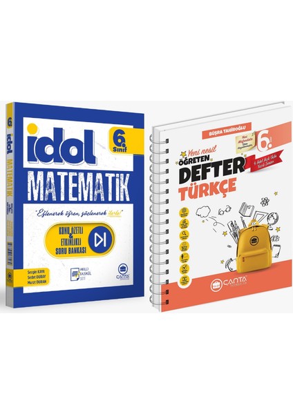 Çanta 2025 6. Sınıf İdol Konu Özetli Matematik + Türkçe Öğreten Defter Seti 2 Kitap Güncel Müfredat