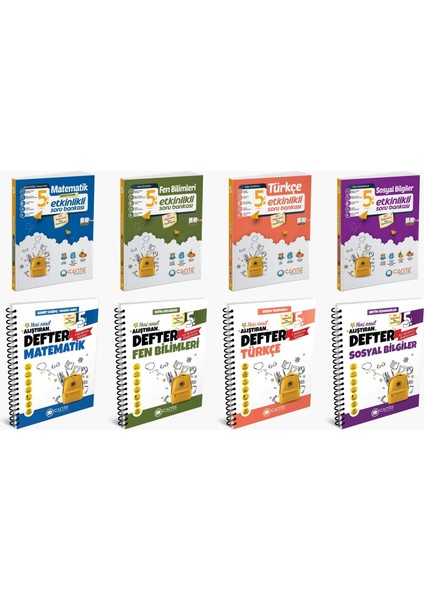 Çanta 2025 5. Sınıf Matematik + Türkçe + Fen + Sosyal Etkinlikli Soru + Defter Seti 8 Kitap Güncel Müfredat