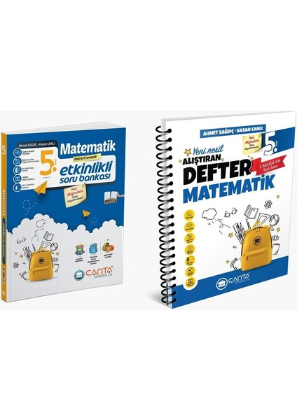 Çanta 2025 5. Sınıf Matematik Etkinlikli Kazanım Soru Bankası + Defter Seti 2 Kitap Güncel Müfredat