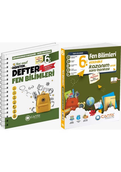 Çanta 2026 6. Sınıf Fen Bilimleri Etkinlikli Kazanım Soru Bankası + Defter Seti 2 Kitap Güncel Müfredat