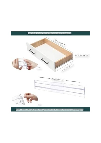 Şeffaf Akrilik Teleskopik Ayarlanabilir Çekmece Bölücü - Mutfak, Banyo ve Ofis Için Organizer Düzenleyici Set fiyatları