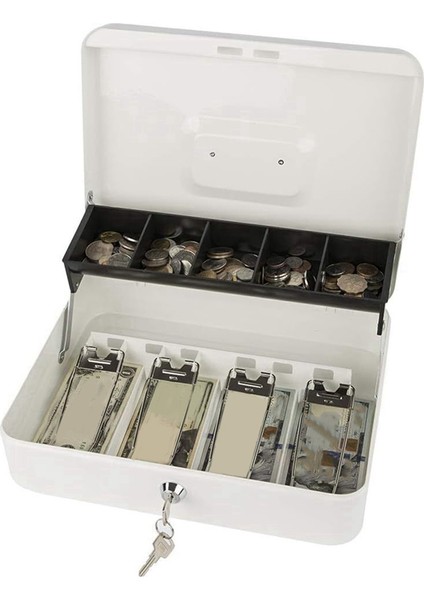 Anahtarlı Kilitli Metal Kasa - Taşınabilir Para Düzenleyici Kutu Marketler Perakende Mağaza Beyaz (Yurt Dışından) fiyatları