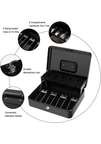 Anahtarlı Kilitli Metal Kasa - Taşınabilir Para Düzenleyici Kutu Marketler Perakende Mağaza Beyaz (Yurt Dışından) modelleri