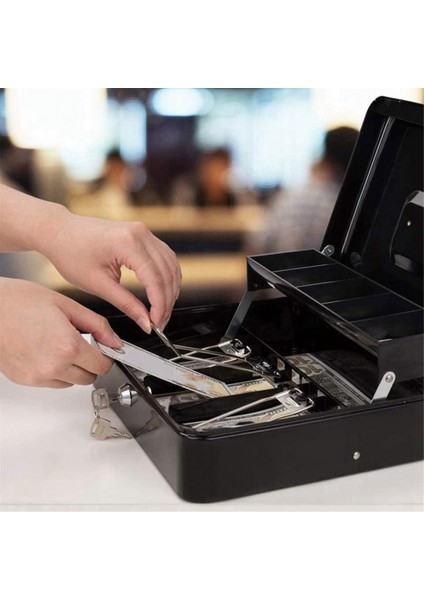 Anahtarlı Kilitli Metal Kasa - Taşınabilir Para Düzenleyici Kutu Marketler Perakende Mağaza Beyaz (Yurt Dışından) fırsatları