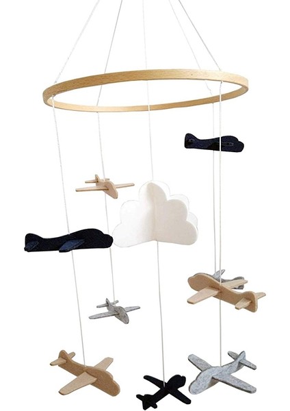 Beşik Mobil Uçaklar ve Bulut Çocuk Odası Dekorasyonu Gri ve Beyaz, Lacivert, Taba Erkek Çocuklar Için Bebek Beşiği Mobil (Yurt Dışından)