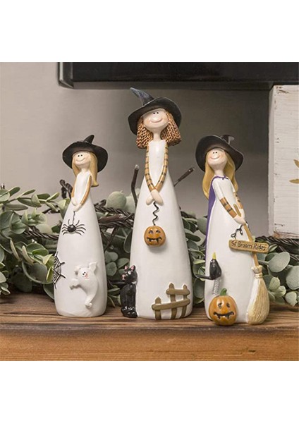 Cadılar Bayramı Cadı Heykelcikleri ve Heykelleri Ev Dekoru Reçine Cadılar Sevimli Heykeli A (Yurt Dışından) modelleri