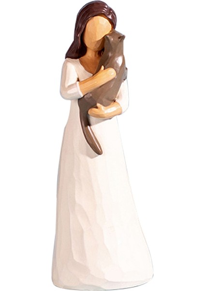 Reçine Heykel Evcil Hayvan Tutarken, Aile Hediye Heykelleri ve Dekorasyonları, Yatak Odası Oturma Odası Masa Üstü Dekoratif Hediye-Kedi (Yurt Dışından)