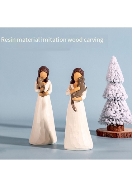 Reçine Heykel Evcil Hayvan Tutarken, Aile Hediye Heykelleri ve Dekorasyonları, Yatak Odası Oturma Odası Masa Üstü Dekoratif Hediye-Kedi (Yurt Dışından) indirimleri