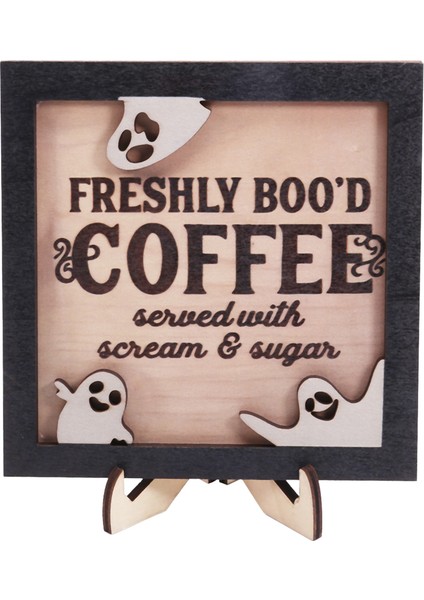 Cadılar Bayramı Dekoru, Kadınlar Erkekler Için Cadılar Bayramı Hediyeleri, Standlı Kahve Ahşap Plak, Cadılar Bayramı Için Ev Dekoru Ahşap Tabela (Yurt Dışından)