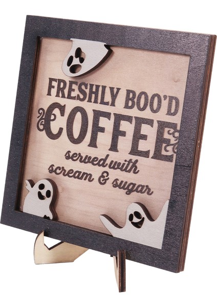 Cadılar Bayramı Dekoru, Kadınlar Erkekler Için Cadılar Bayramı Hediyeleri, Standlı Kahve Ahşap Plak, Cadılar Bayramı Için Ev Dekoru Ahşap Tabela (Yurt Dışından) fiyatları