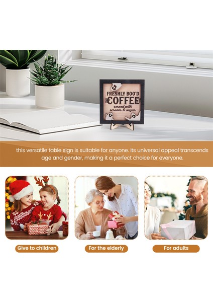 Cadılar Bayramı Dekoru, Kadınlar Erkekler Için Cadılar Bayramı Hediyeleri, Standlı Kahve Ahşap Plak, Cadılar Bayramı Için Ev Dekoru Ahşap Tabela (Yurt Dışından) indirimleri