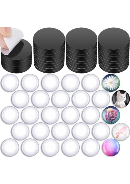 Dıy El Sanatları Setleri Için Buzdolabı Mıknatısları Şeffaf Kubbeli Yuvarlak Manyetik Diskler Cabochons Cam Mıknatıslar Diskler (48 Takım) (Yurt Dışından) fiyatları