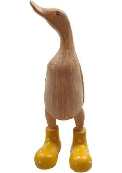 Reçine Ördek Heykeli Bahçe Heykeli Sevimli Karikatür Ördekler Benekli Çizmeler Giyiyor Iyi Şanslar Heykelciği Sarı-S (Yurt Dışından)