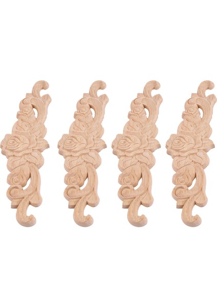 4 Adet 20*5 cm Kauçuk Ahşap Oyma Uzun Onlay Aplike Boyasız Gül Çiçek Kapı Ev Dekor Avrupa Tarzı (Yurt Dışından) fiyatları
