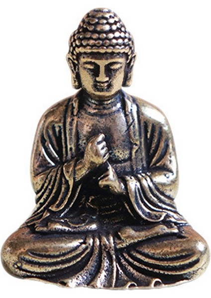 Mini Buda Heykeli Bronz Buda Heykeli Çin Budizmi Saf Bakır Bronz Sakyamuni Buda Heykeli (Yurt Dışından)