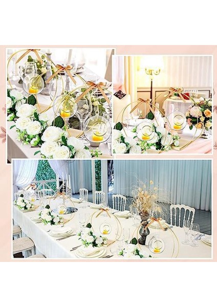 Takım Metal Çiçek Çember Standı ile Orta Parça 12 Inç Altın Çiçek Yüzük Çelenk Asılı Mum Daire Merkezinde (Yurt Dışından) fiyatları