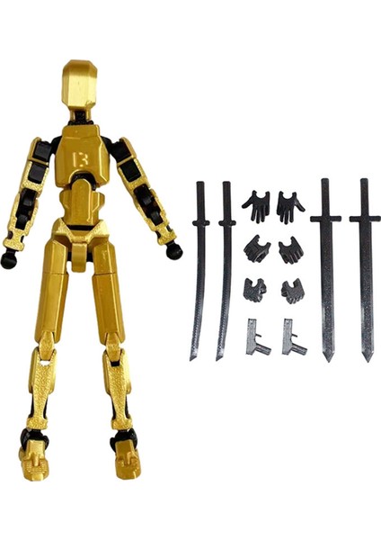 Çok Eklemli Hareketli Robot 3D Baskılı Manken Kukla Aksiyon Figürleri Oyunu Çocuk Yetişkin Dekompresyon Araçları, Altın (Yurt Dışından)