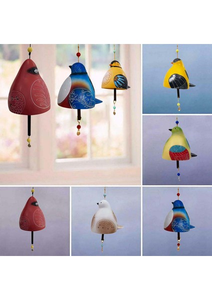İpoearthu Kuş Şarkısı Çanı Bahçe Dekorasyonu Yaratıcı Rüzgar Çanı Kolye Hayvan Dekoru Bahçe Sanatsal Boyalı Reçine Kuş Rüzgar Çanları D (Yurt Dışından) modelleri