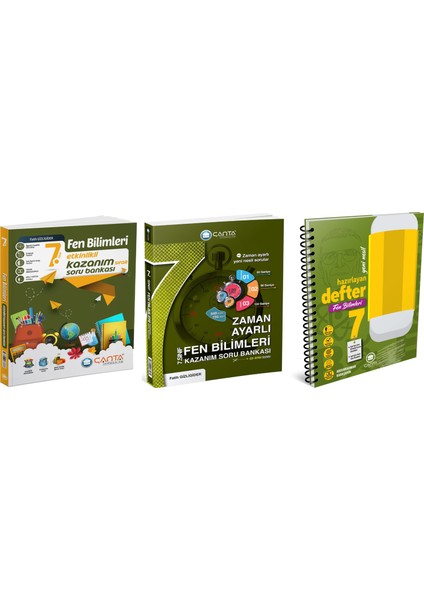 Çanta 2025 7. Sınıf Fen Bilimleri Etkinlikli Kazanım + Zaman Ayarlı Soru + Defter Seti 3 Kitap