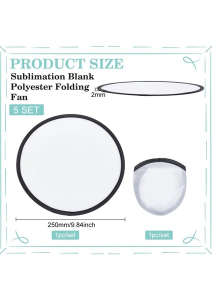 Adet Katlanabilir Uçan Disk Fanlar 9.8 Inç Süblimasyon Fanlar Polyester Siyah Kenar Katlanır Fan Seti Çanta ile Parti Siyah (Yurt Dışından) modelleri